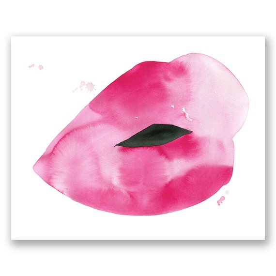 570x570 Ivy Watercolor Lips Print Pink Lips Wall Art Fashion Etsy
