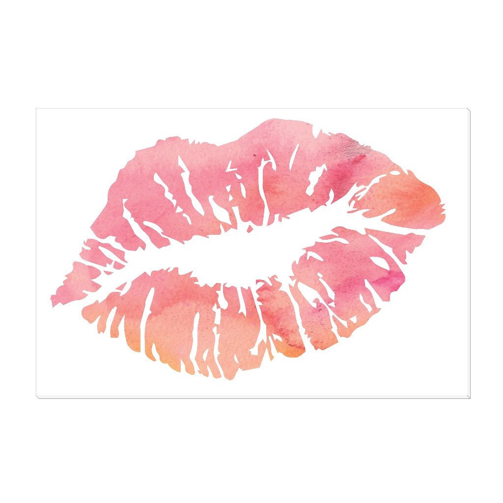 1024x1024 Pink Watercolor Lips Kiss Wall Decor Ever Truly