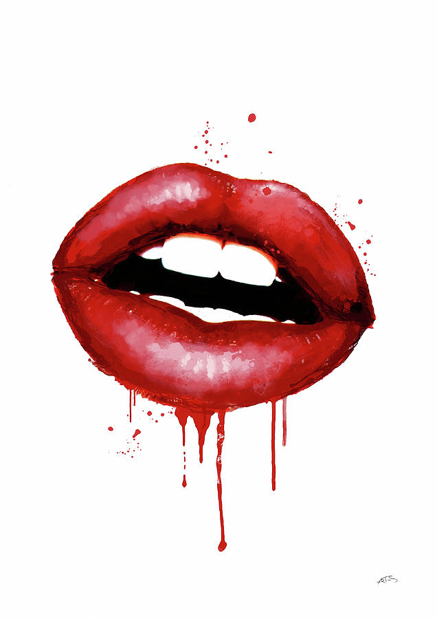 636x900 Red Lips Watercolor Print Digital Art By Svetla Tancheva