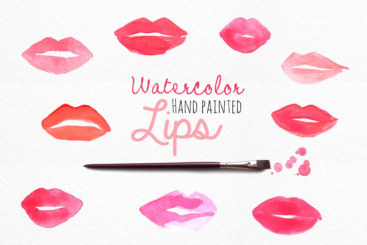 1200x800 Watercolor Lips By Patternpop Studio Design Bundles