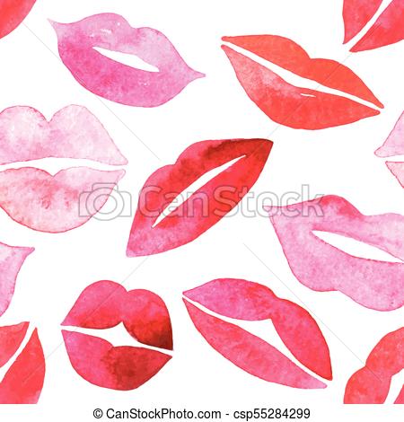 450x470 Watercolor Lips Seamless Pattern.