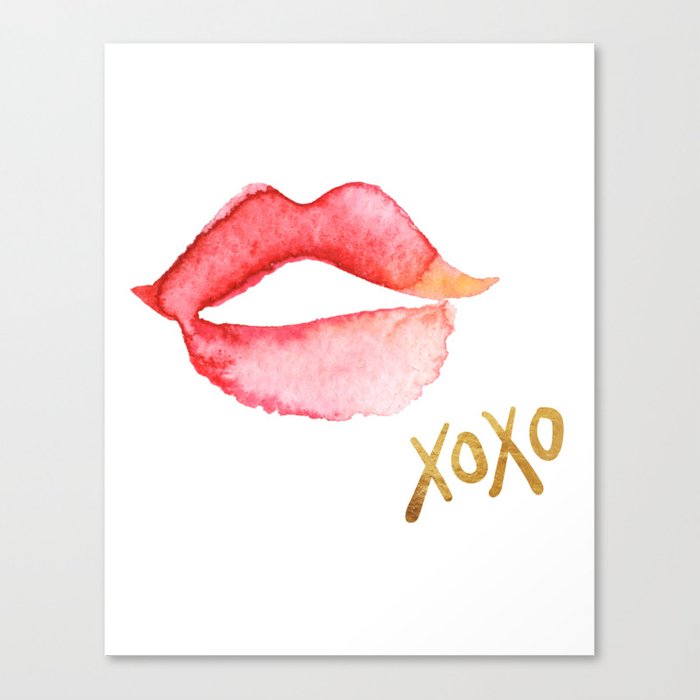 700x700 Xoxo Amp Red Watercolor Lips Canvas Print By Missquoted Society6