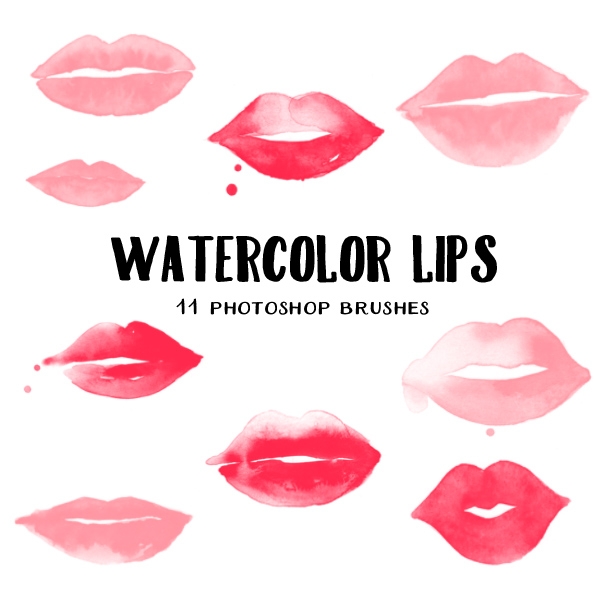 600x600 Watercolor Lips Photoshop Brushes