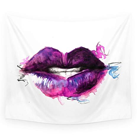 463x463 Society6 Watercolor Lips Wall Tapestry Small 51 X 60