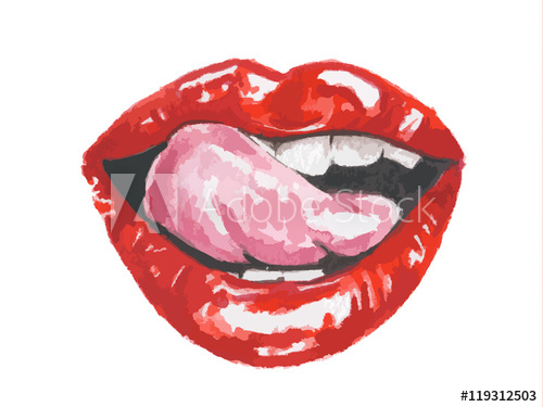 500x375 Isolated Watercolor Lips. Sexy And Glamour Red Lips. Make Up And