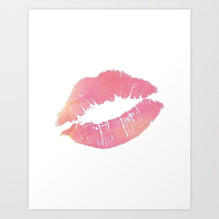 700x700 Watercolor Pink Lips Lipstick Chic Romantic Kiss Girls Bedroom