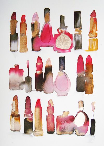 400x560 Watercolor Lipstick. Pattern Watercolor, Varnishes