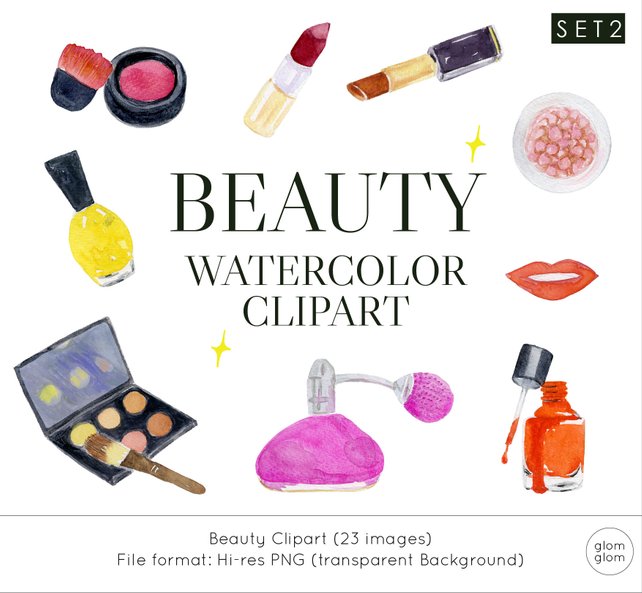 642x593 Beauty Watercolor Clipart Makeup Cosmetics Lipstick Lip Etsy