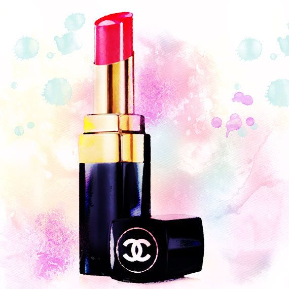 570x570 Chanel Lipstick Watercolor Print Chanel Art Print Red By Trolleyla
