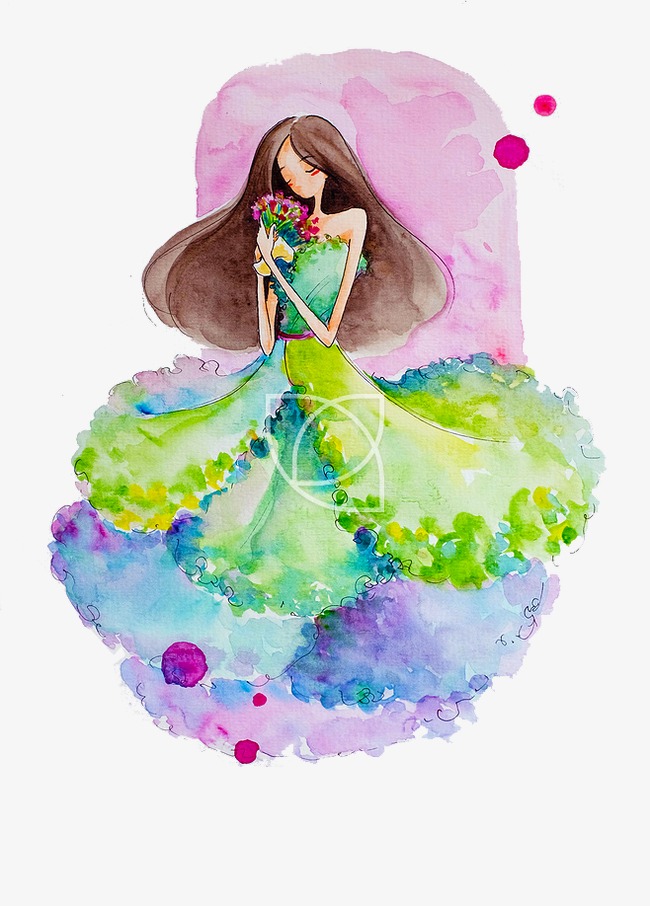 650x906 Little Girl, Hand Painted, Cartoon, Watercolor Png Image And