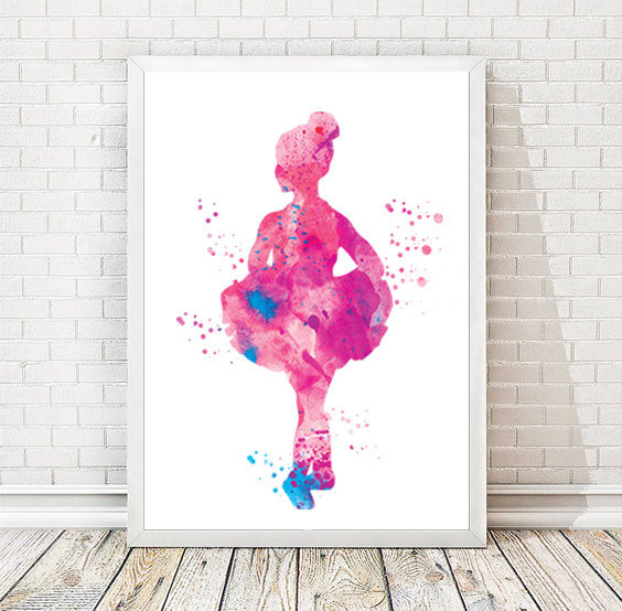 564x554 Little Girl Ballerina Watercolor Art Print Ballerina