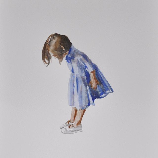 640x640 Little Girl With New Shoes. Watercolor Watercolor