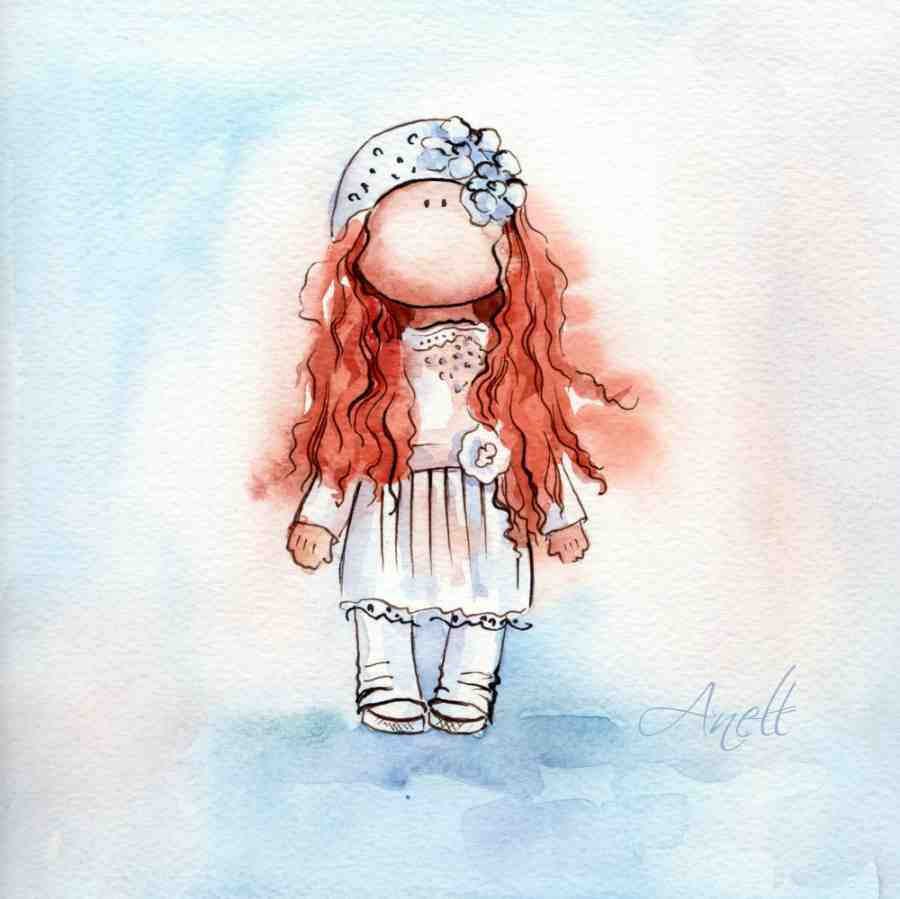 900x899 Red Haired Little Girl Watercolor Print Watercolor Painting Etsy