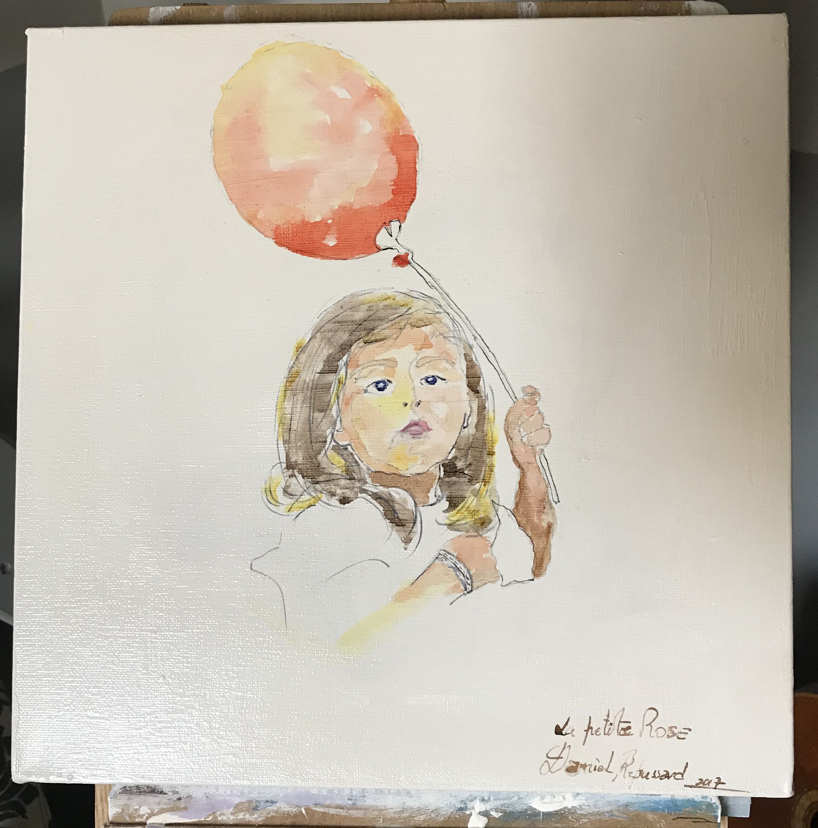 2616x2648 The Little Girl Rose Acrylic Watercolor Style Painted People