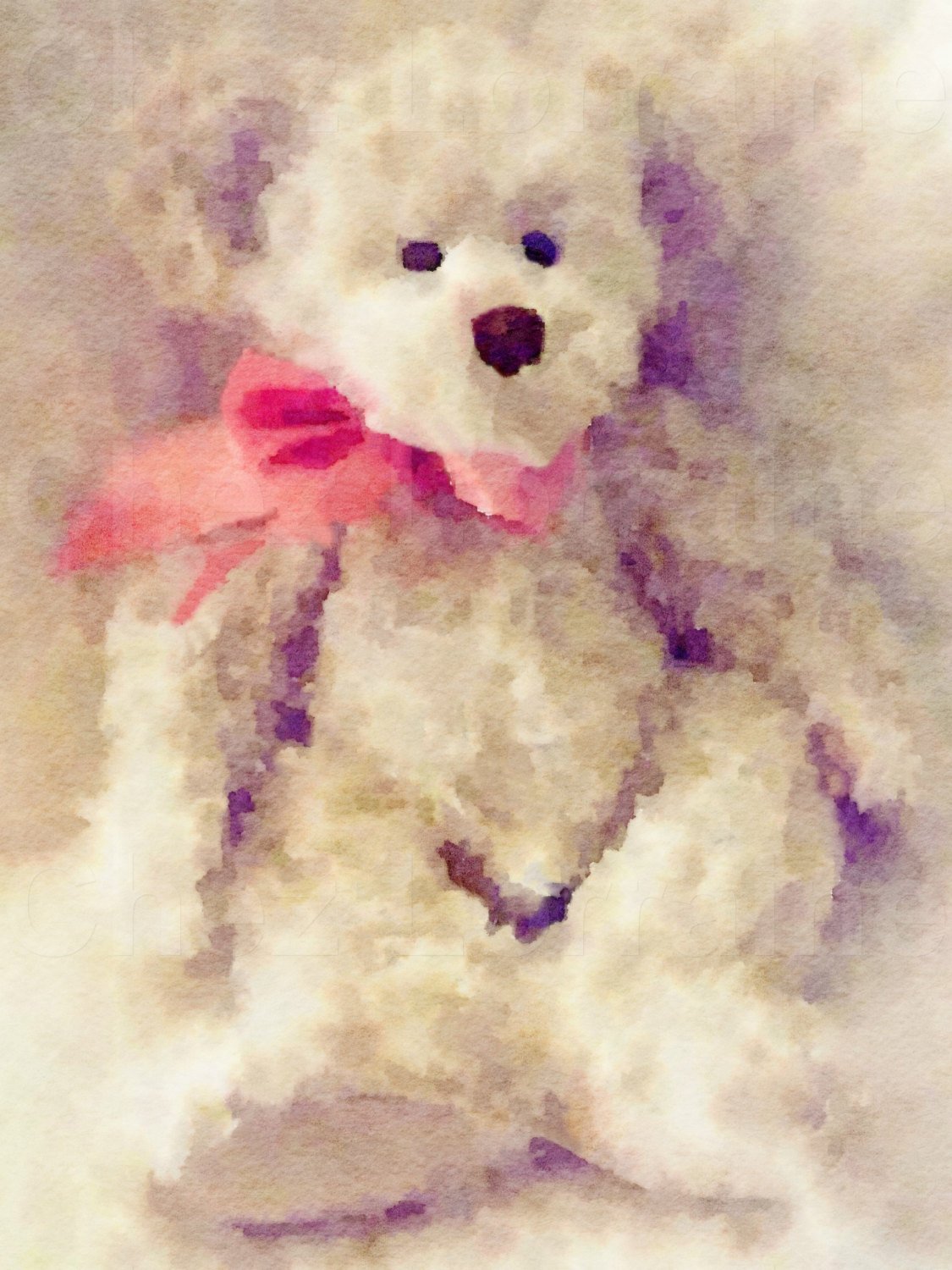 1125x1500 Tina Teddy Bear A Watercolor Fine Art Print, Nursery Watercolor