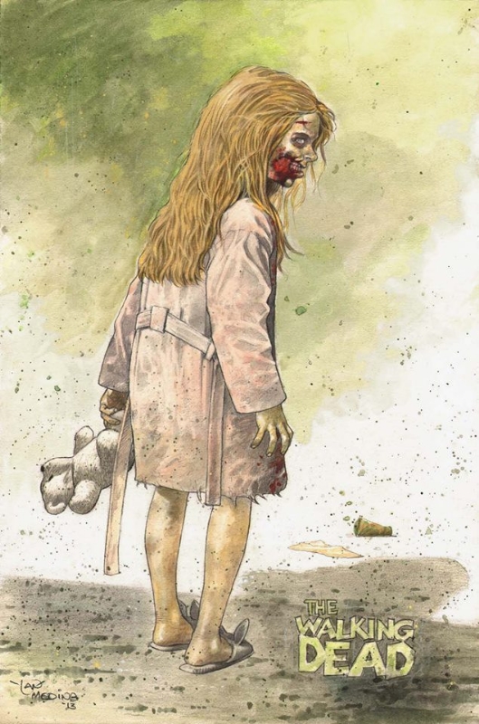 529x800 Walking Dead Illustration Little Girl Zombie Pencils Watercolor
