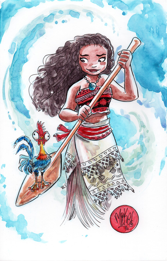 576x900 Watercolor Moana Mikemaihack Little Girl Coloring