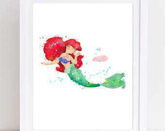Watercolor Little Mermaid