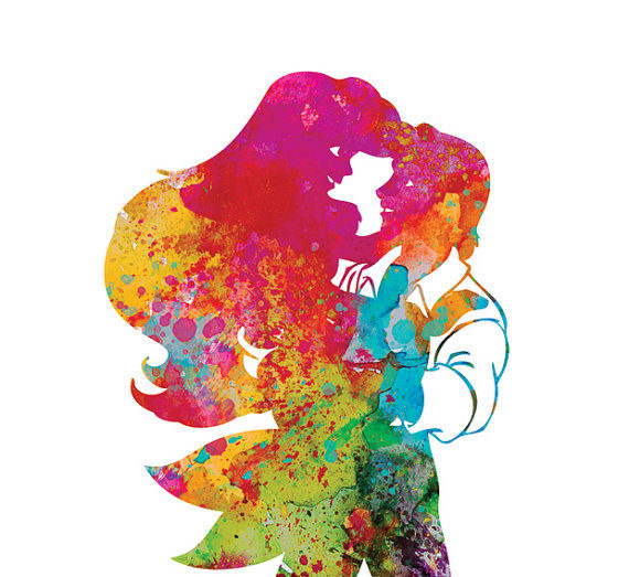 570x523 The Little Mermaid Ariel Watercolor Archival Art Print