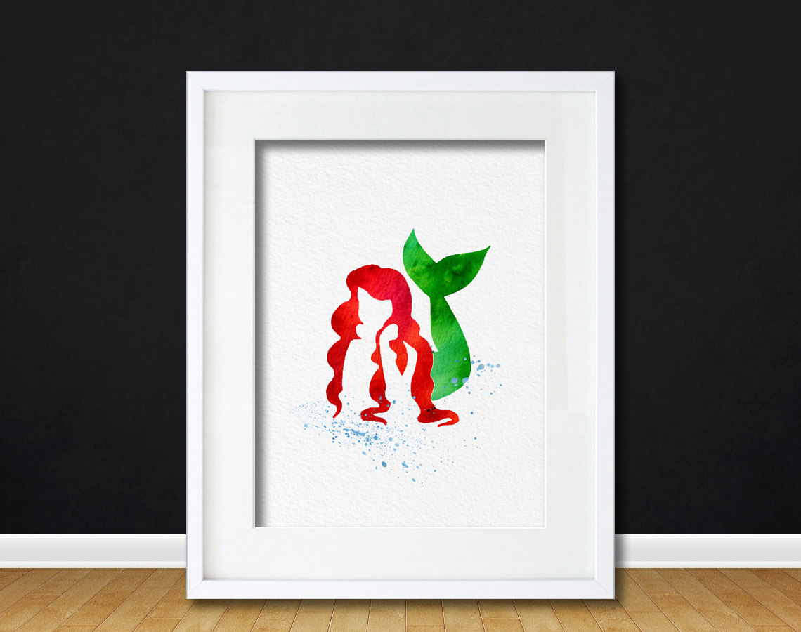 1140x900 Watercolor Art The Little Mermaid Gift Modern 8x10 Wall Art Decor