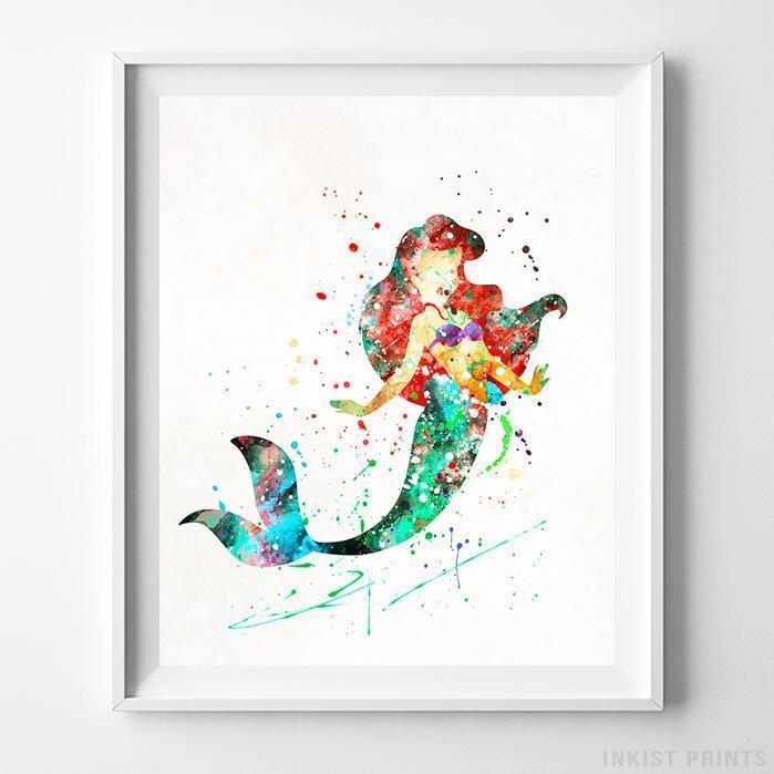 699x699 Ariel The Little Mermaid Wall Art Disney Watercolor Poster Home