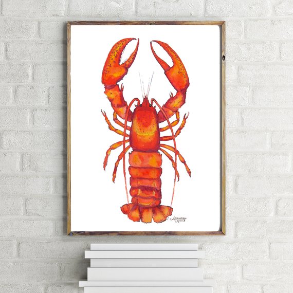 570x570 Lobster Print Lobster Watercolor Lobster Art Lobster Etsy