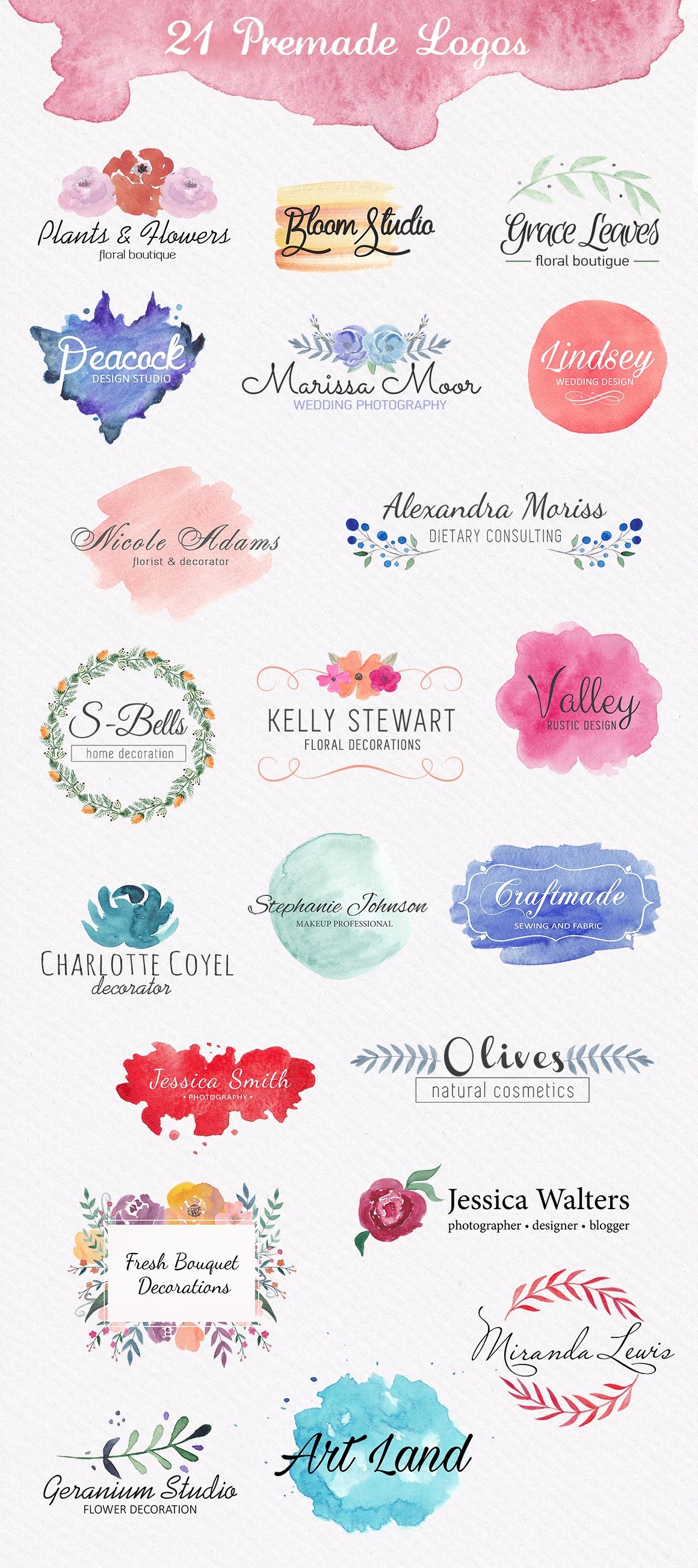 1160x2604 Watercolor Logo Bundle. Diy By Switzergirl On Creative Market