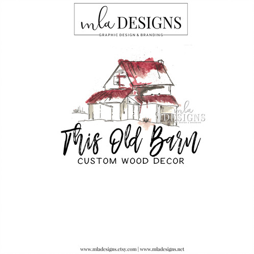 498x498 Barn Logo, Farmhouse, Watercolor Logo
