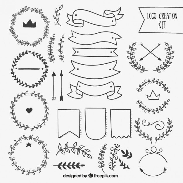 626x626 Hand Drawn Logo Creation Kit Vector Free Download