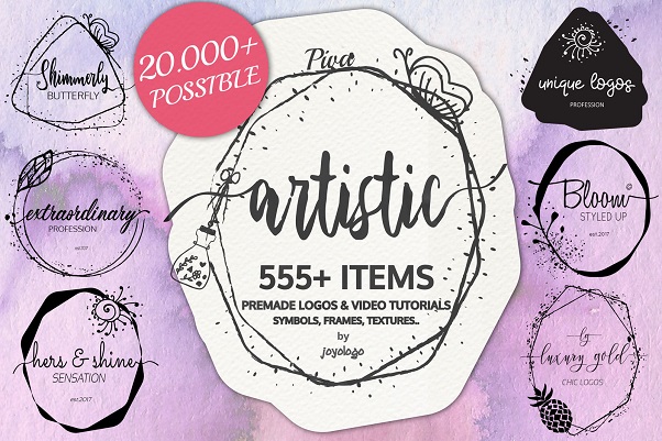 602x401 Artistic Logo Brand Toolkit Ladyboss Piva Watercolor Designs