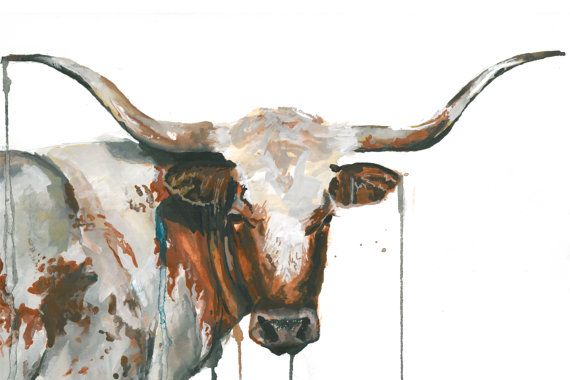 570x380 Longhorn Watercolor Ed.2 12x18 Watercolor