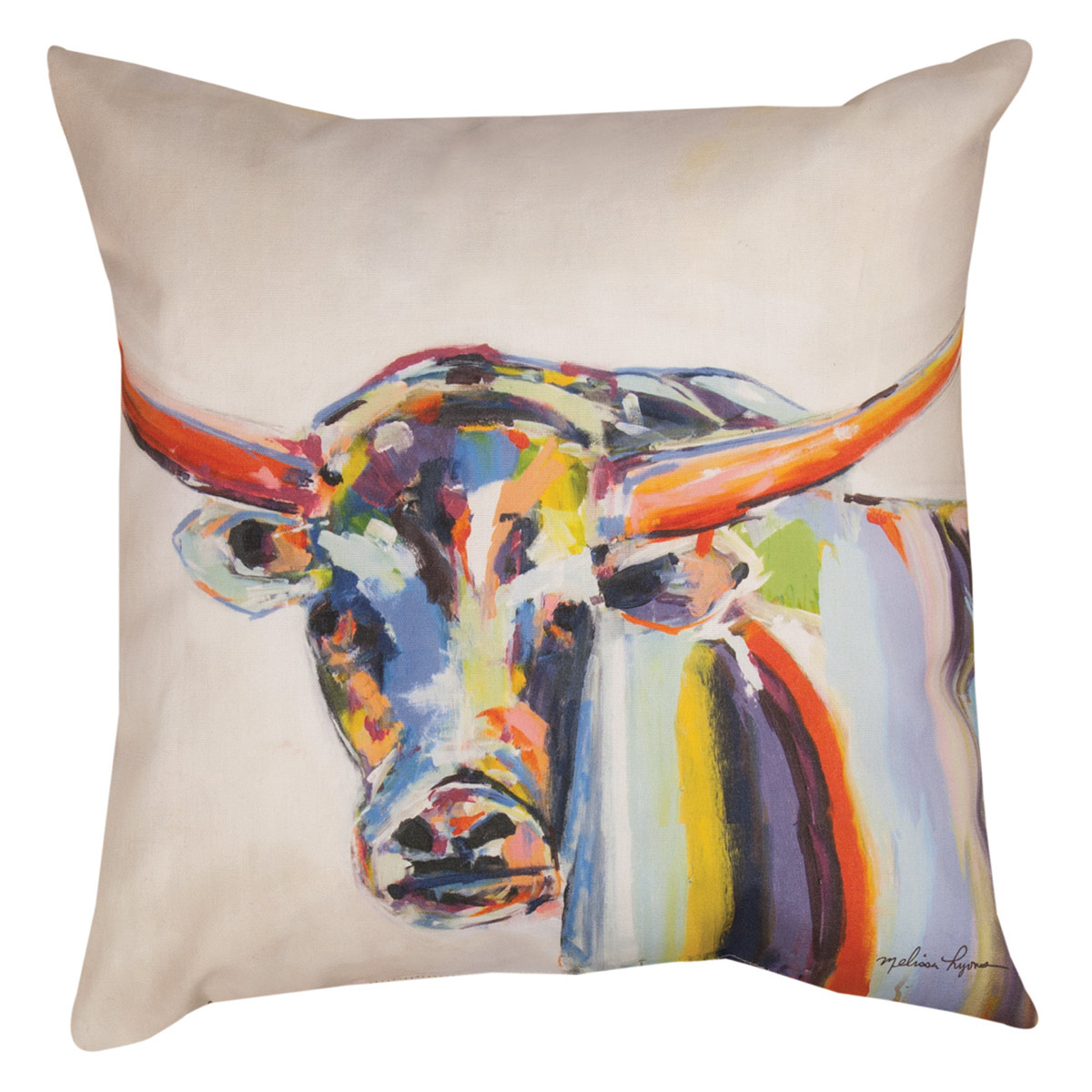 1200x1200 Watercolor Longhorn Pillow