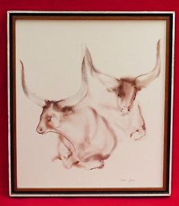 261x300 Klaus Meyer Gasters Texas Longhorn Cattle Cow Watercolor