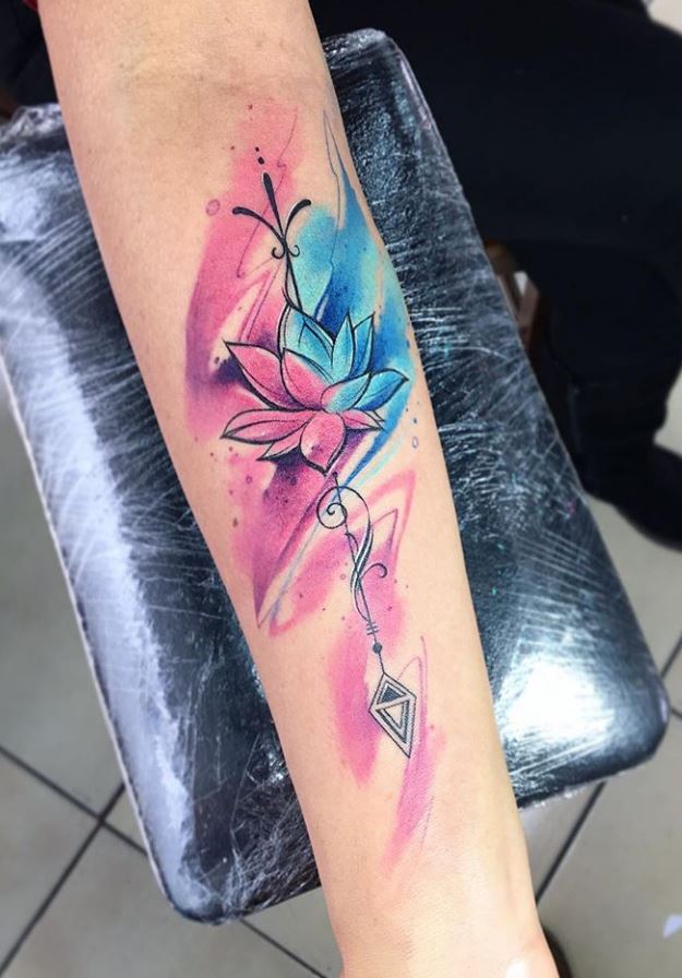 625x896 Watercolor Lotus Arrow Tattoo