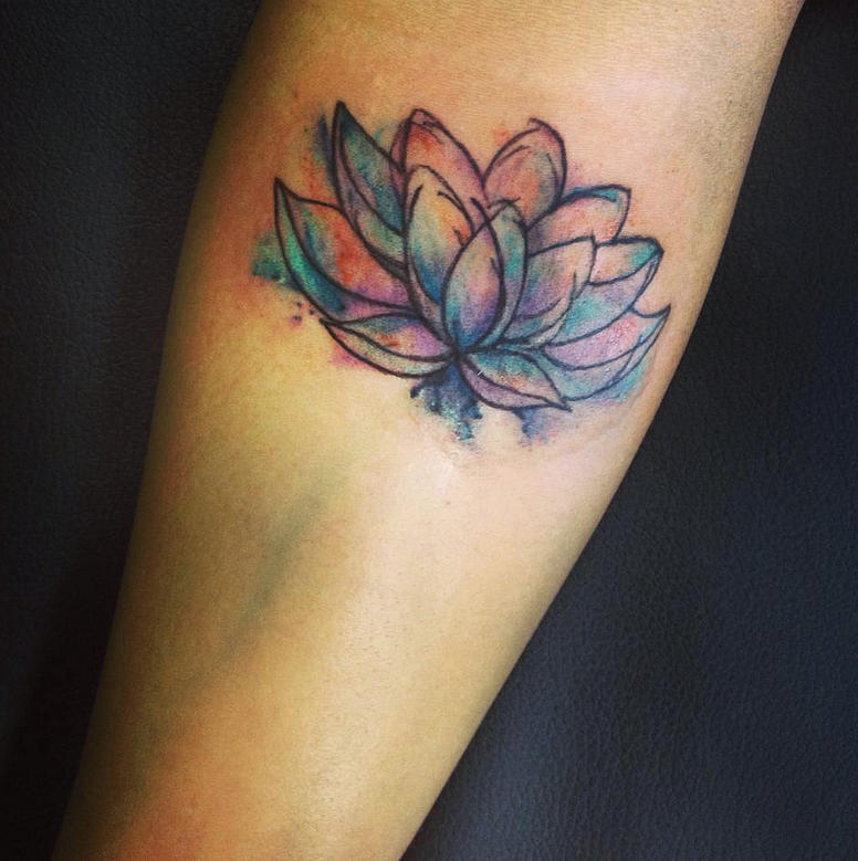 776x779 Watercolor Lotus Tattoo Mixed Media By Cynthia Satton
