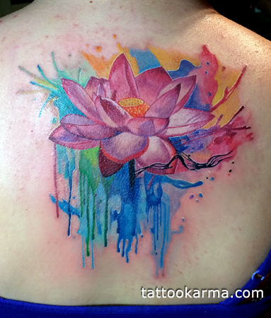 383x450 Watercolor Lotus Tattoo