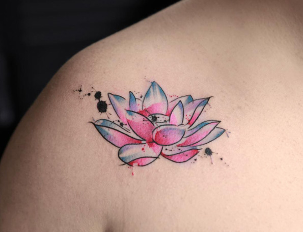 595x457 Watercolor Lotus Flower Tattoo