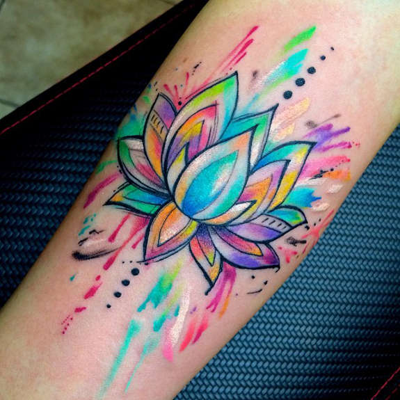 575x575 Watercolor Lotus Tattoos Ideas