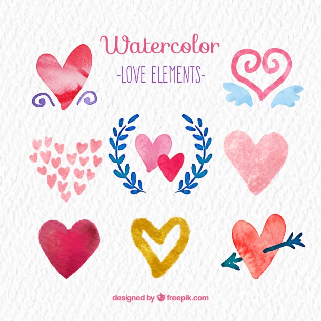 626x626 Watercolor Love Elements Stock Images