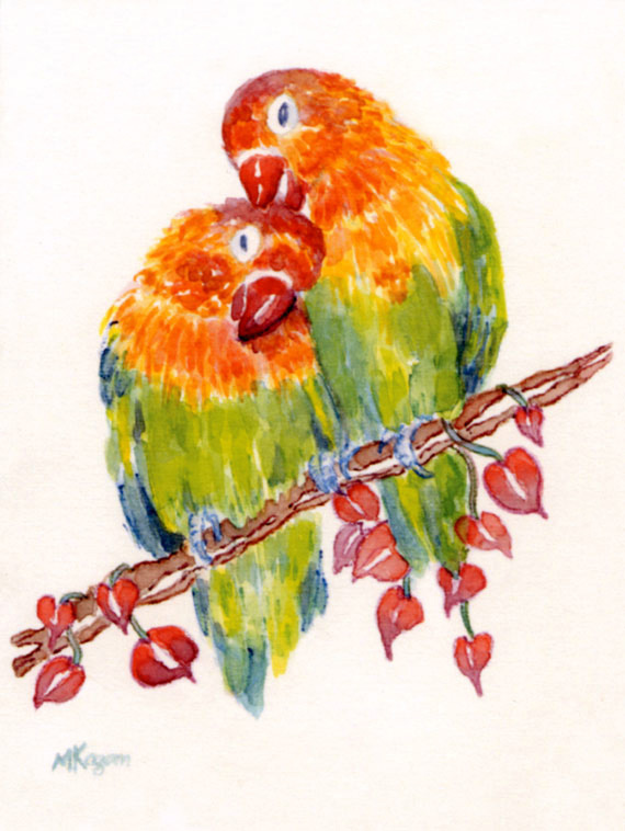 570x758 Valentine Lovebirds New Card From Michelle Kogan Fine Art Etsy