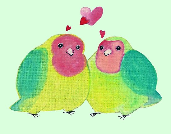 550x432 Cute Watercolor Love Birds Posters By Saradaboru Redbubble