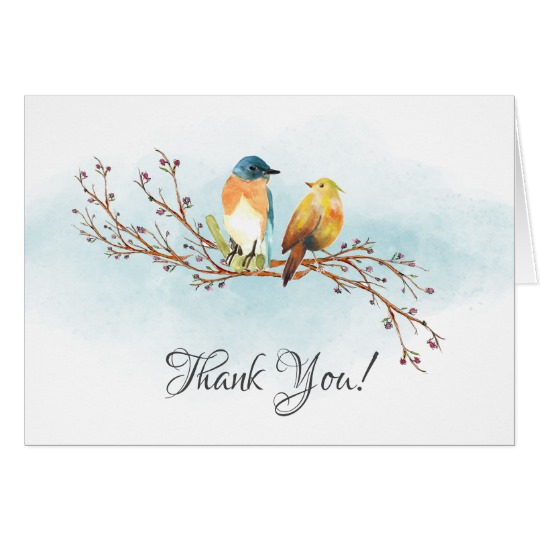 540x540 Watercolor Love Birds Bridal Shower Thank You Zazzle.co.uk