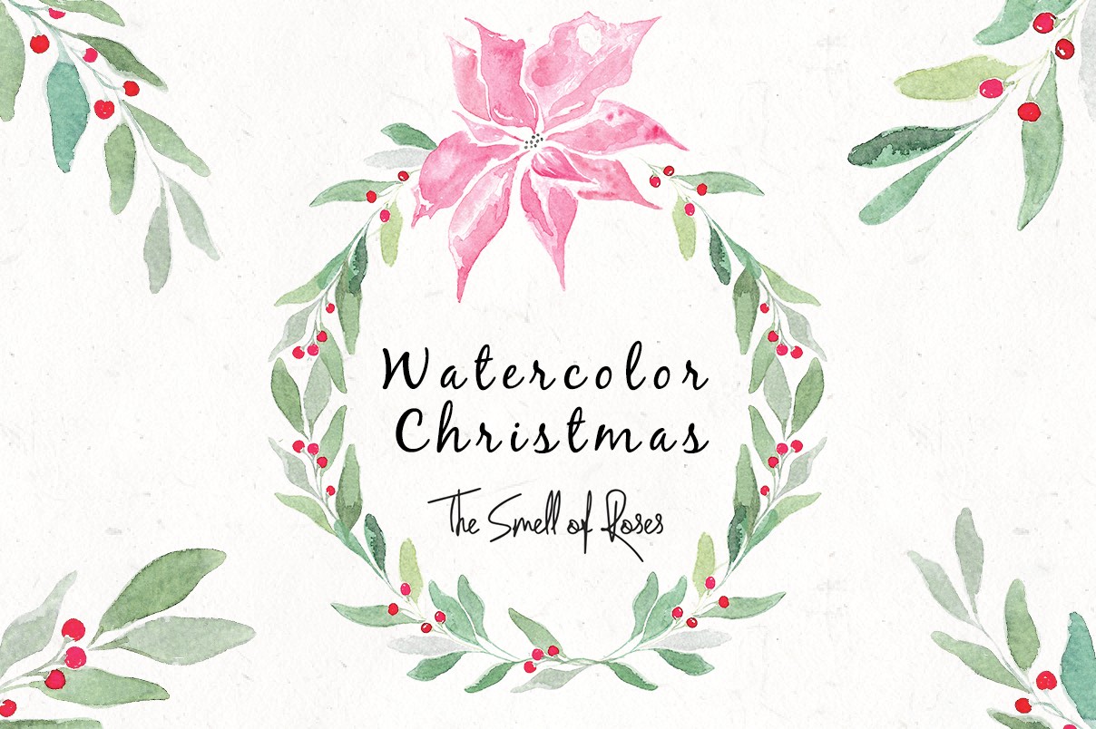 1208x804 Free Christmas Watercolour Flowers And Wreaths