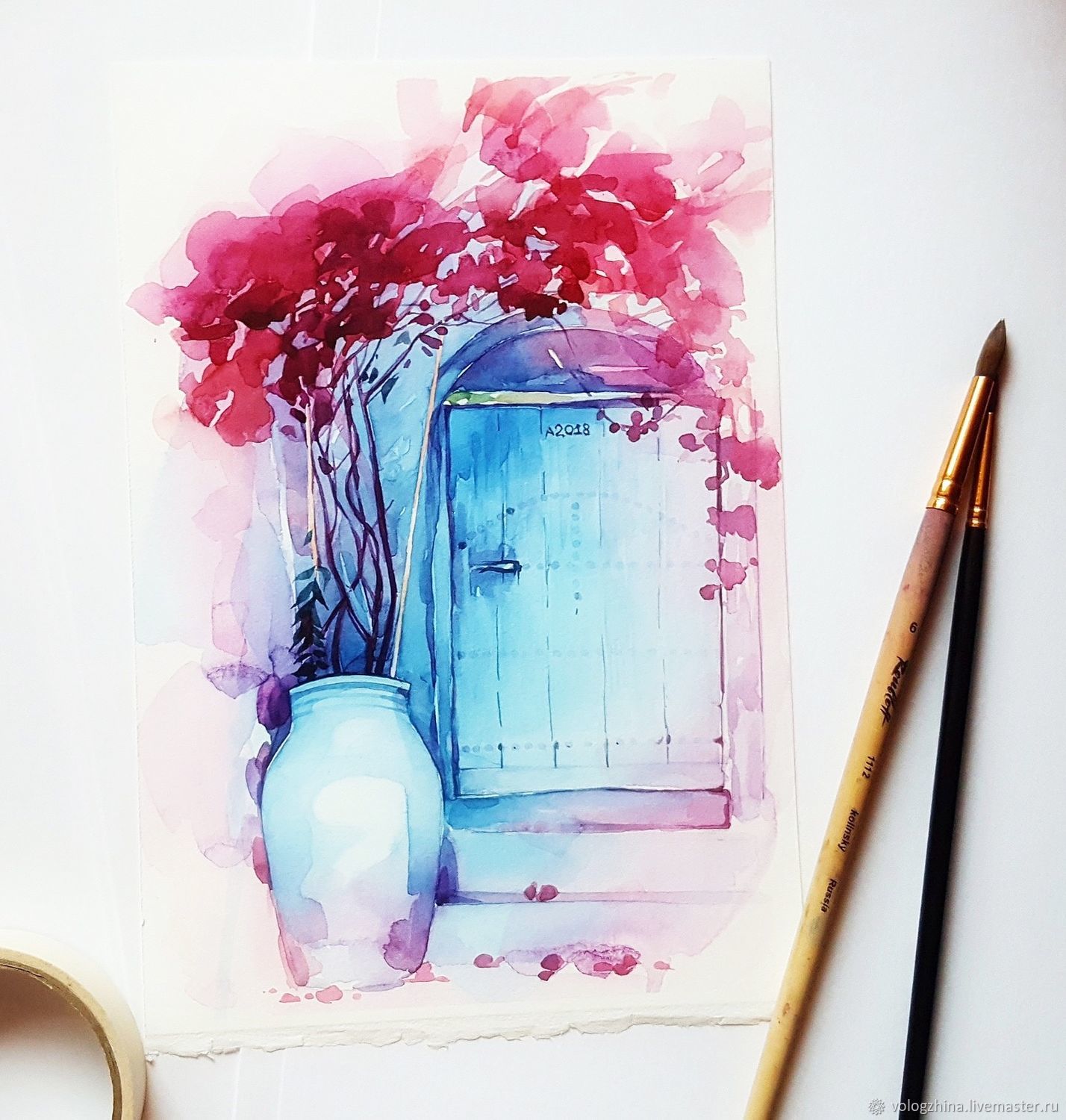 1428x1500 Watercolor Magic Blue Door Shop Online On Livemaster With