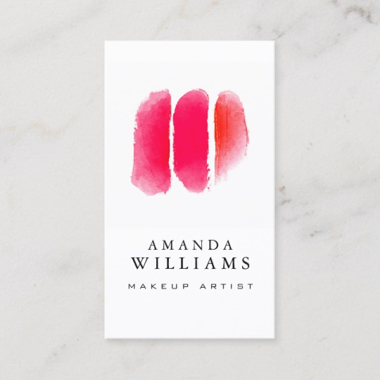 540x540 Red Watercolor Makeup Artist Swatches Business Card