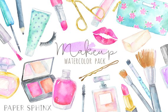 570x379 Watercolor Makeup Clipart Cosmetics Clipart Fashion And Etsy