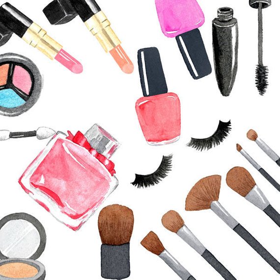 570x570 Watercolor Makeup Set Nail Polish Makeup Brushes Lipstick Etsy