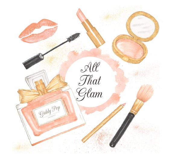 570x529 Watercolor Makeup Clipart Cosmetic Clipart Fashion Etsy