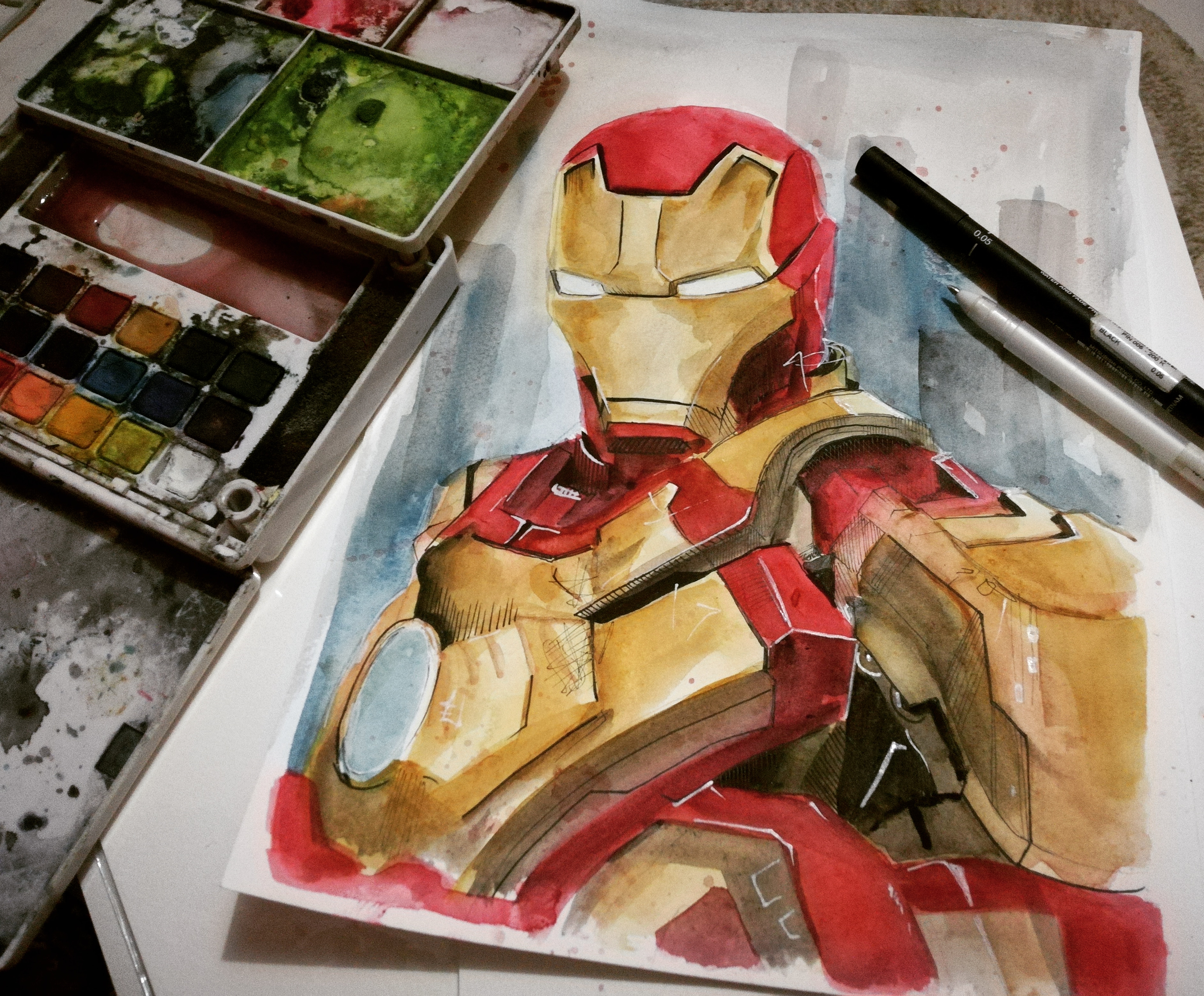 3772x3120 Iron Man Fan Art A Watercolor Painting Process Steemit