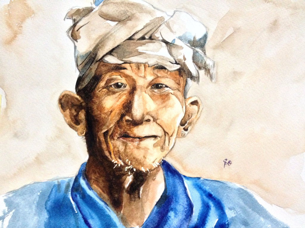 1024x768 Portrait Of Old Man By Young920